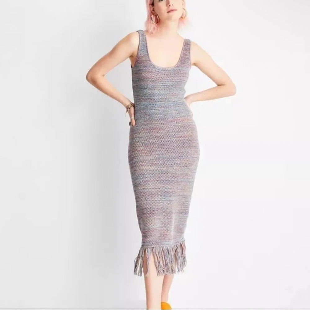 Colorful knit body con maxi dress